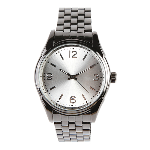 RP-051, Reloj metalico color gris pavonado, con cristal mineral y maquinaria metalica japonesa, incluye estuche metalico