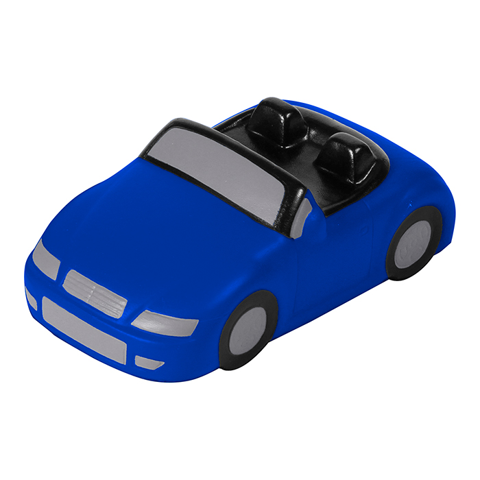 SB-019, Figura antiestres de auto, fabricada en poliuretano, colores: rojo, azul y amarillo