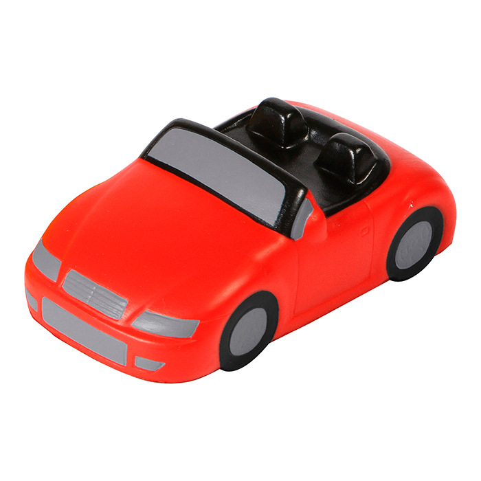 SB-019, Figura antiestres de auto, fabricada en poliuretano, colores: rojo, azul y amarillo